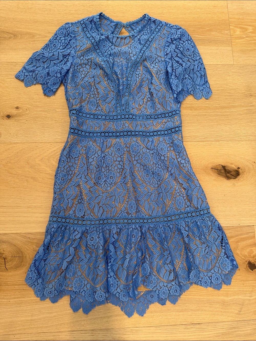 SAYLOR Blue Floral Lace Mini Dress
